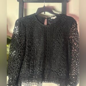 Ultra Pink Black Lace Blouse